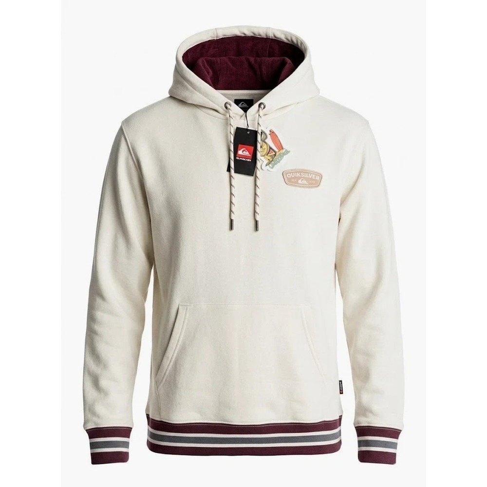NWT Quiksilver Men's Silver Birch Hoodie Size Medium Kangaroo Pocket Pullover